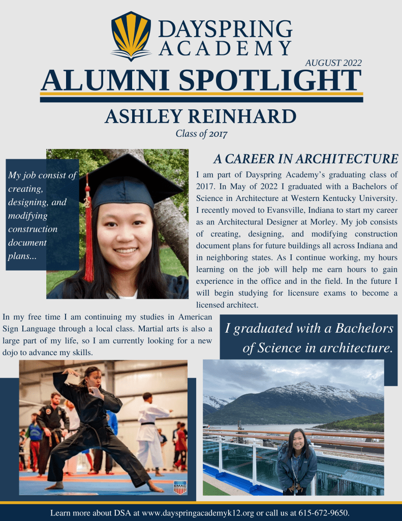 Ashley Reinhard Alumni Spotlight - Dayspring Academy